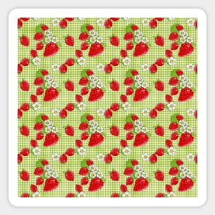 Nina's Strawberry Patch on Green Plaid Design Collection Sticker